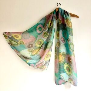 Beautiful Vintage Mandala Pattern Scarf with Muted Colourful Tones.